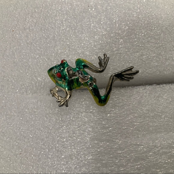 VINTAGE 70s FROG SCATTER PIN / BROOCH METAL ENAMEL - Picture 1 of 5